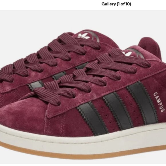 Adidas Campus 00s Low Suede Sneakers – Men’s 8.5 / Women’s 10 – Maroon/Black - Picture 2 of 6